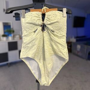 River Island Cream Eyelet Swimsuit